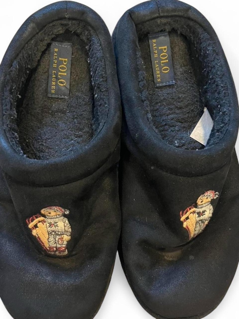 POLO bear Ralph Lauren Black Embroidered Slippers